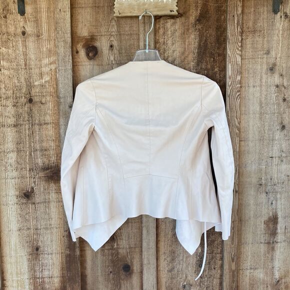 Zara Basic Collection Blush Draped Open Faux Leather Jacket - Picture 3 of 8